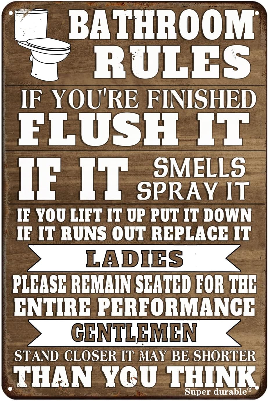 Home Bathroom Toilet - Funny Bathroom Rules Metal Tin Sign