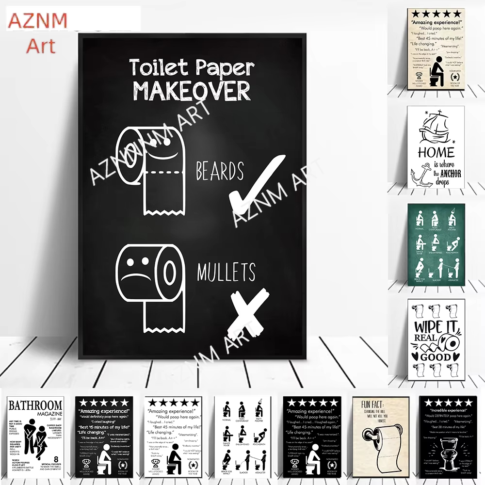 Wall Art Canvas Painting Funny - Home Bathroom Toilet ulasan dan harga