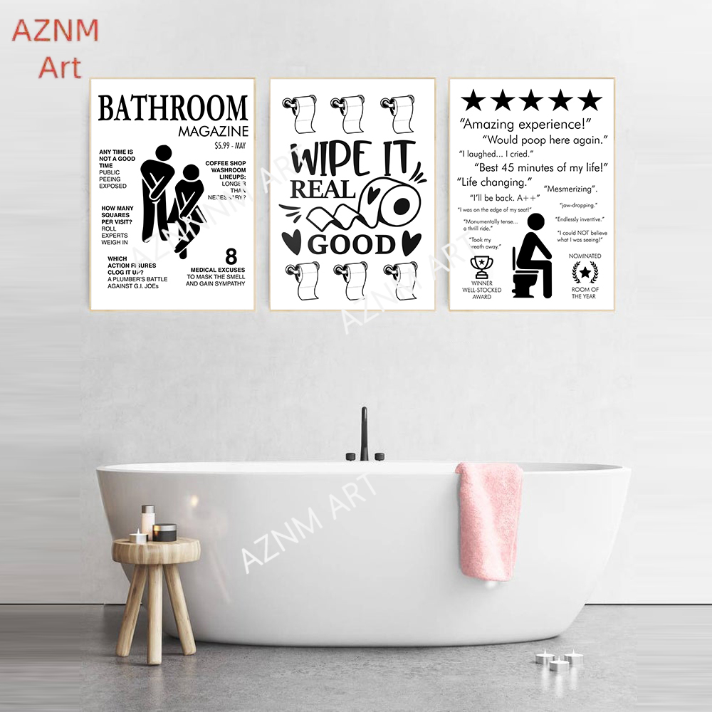 Wall Art Canvas Painting Funny - Home Bathroom Toilet ulasan dan harga