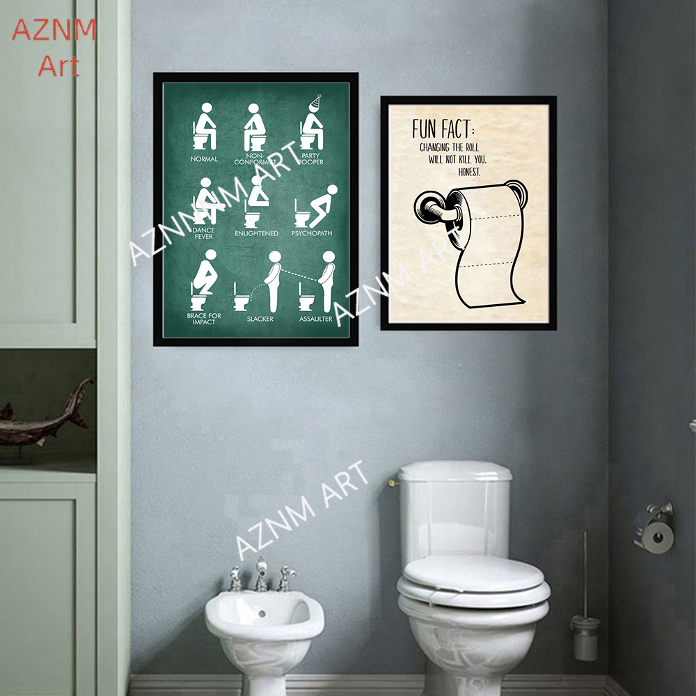 Wall Art Canvas Painting Funny - Home Bathroom Toilet ulasan dan harga