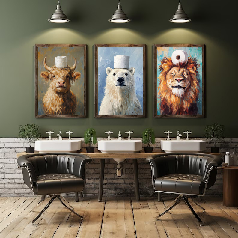 Cartoon Cute Funny Animals wit - Home Bathroom Toilet ulasan dan harga
