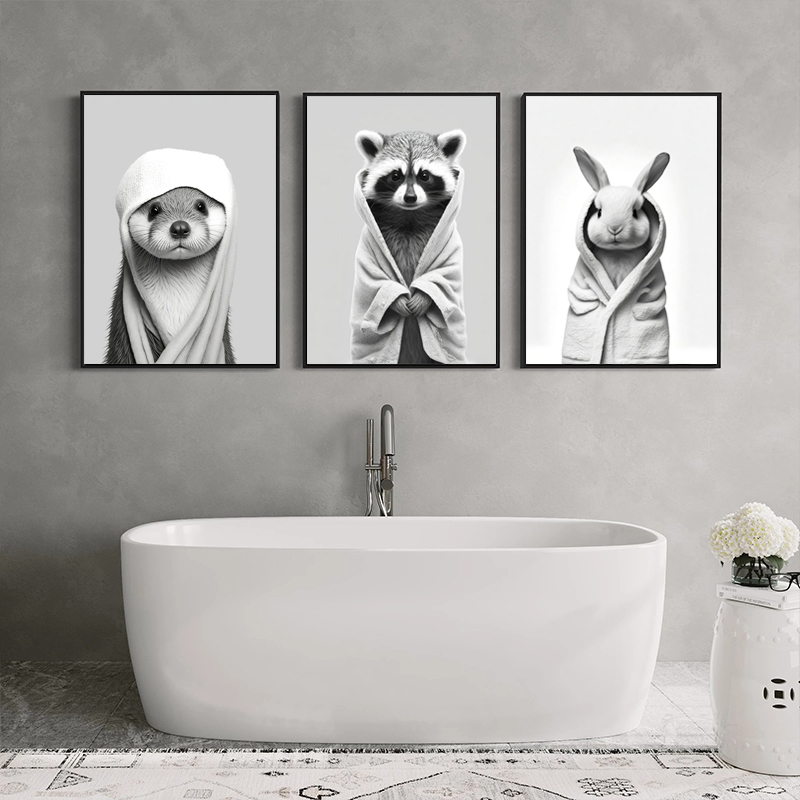 Panda Monkey Tiger Wearing Bat - Home Bathroom Toilet ulasan dan harga