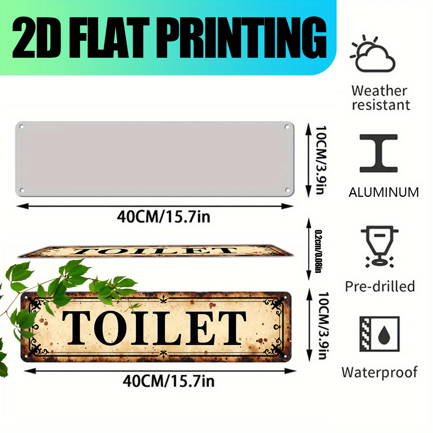 2D Flat, Vintage Aluminum Wall - Home Bathroom Toilet ulasan dan harga