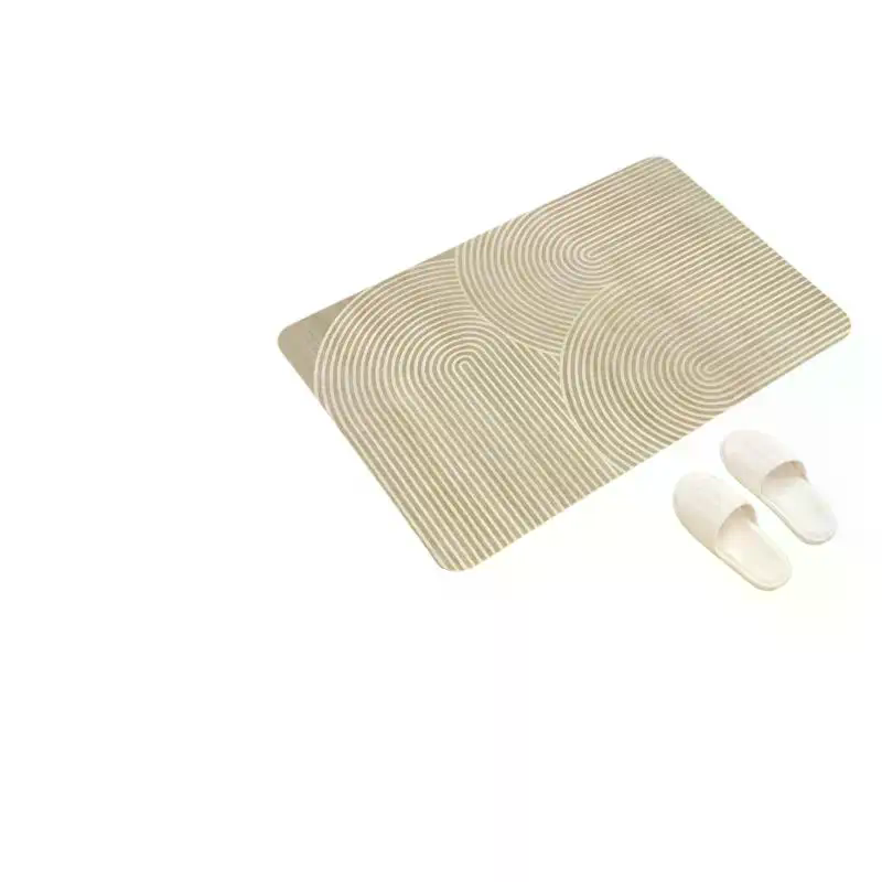 Beige Striped Diatomite Bath M - Non Slip Bath Mat ulasan dan harga