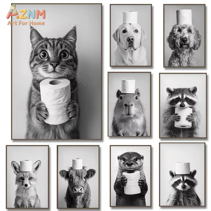 1PC, Highland Cow Otter Cat Ra - Home Bathroom Toilet ulasan dan harga