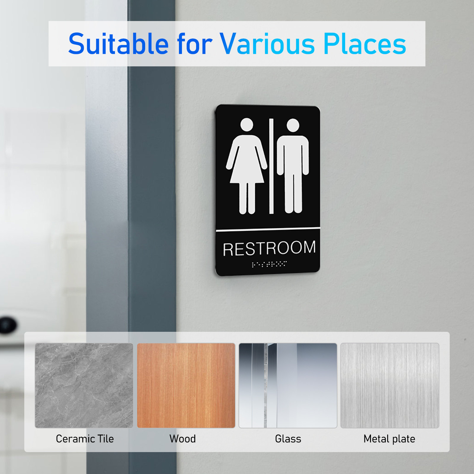 Unisex Braille Restroom Sign A - Home Bathroom Toilet ulasan dan harga