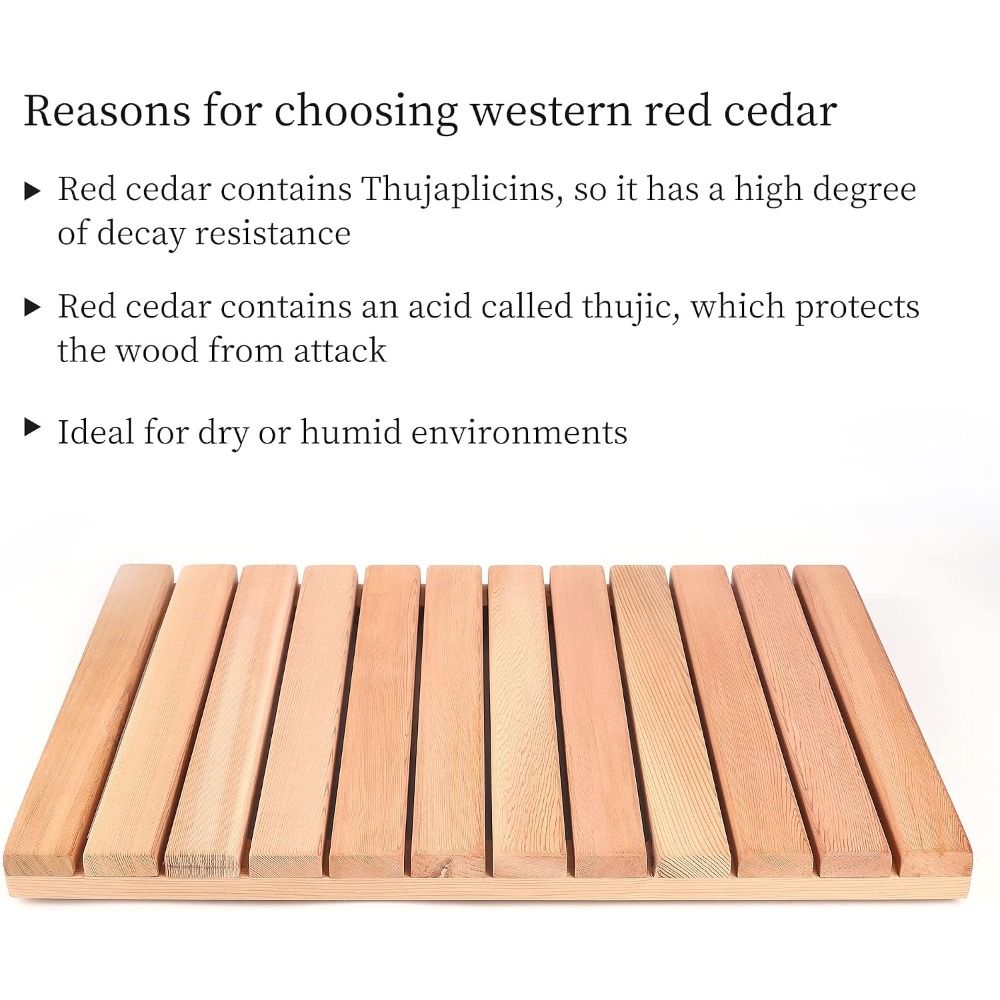 Natural Cedar Wood Shower Mat, - Non Slip Bath Mat ulasan dan harga
