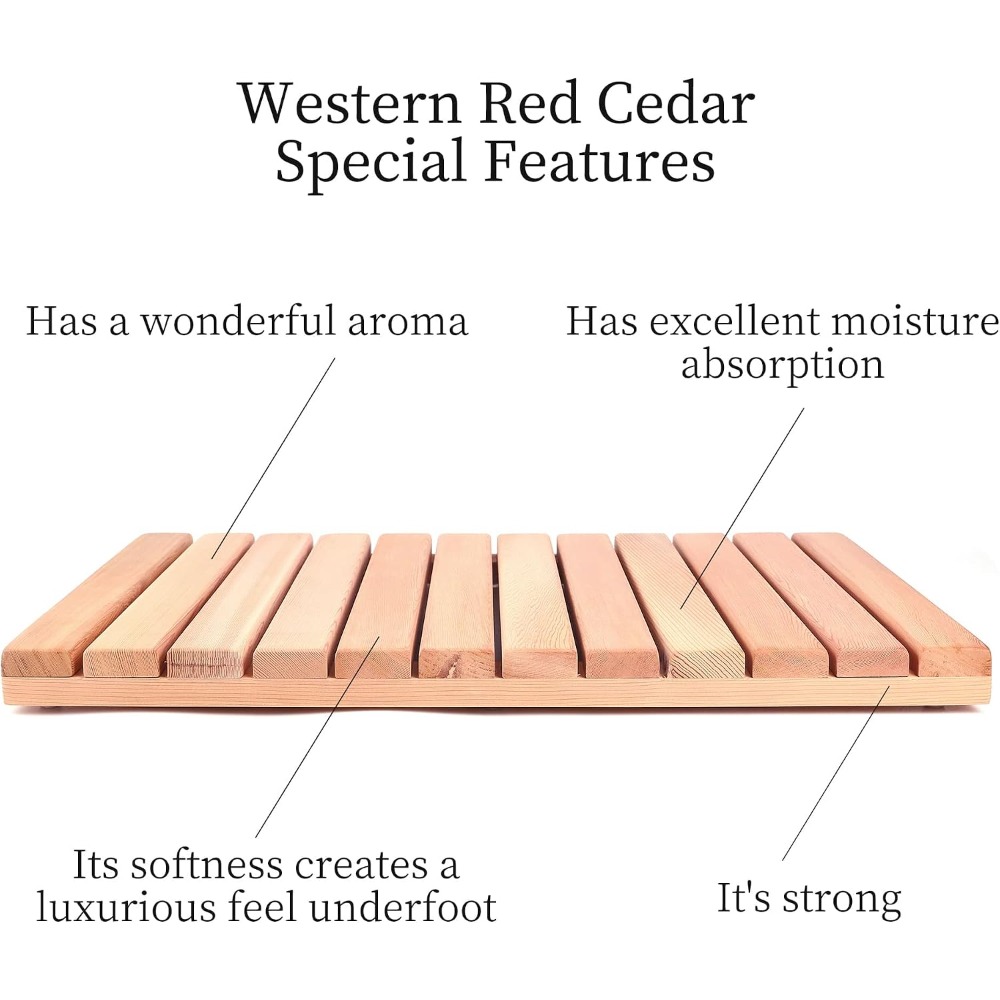 Natural Cedar Wood Shower Mat, - Non Slip Bath Mat ulasan dan harga