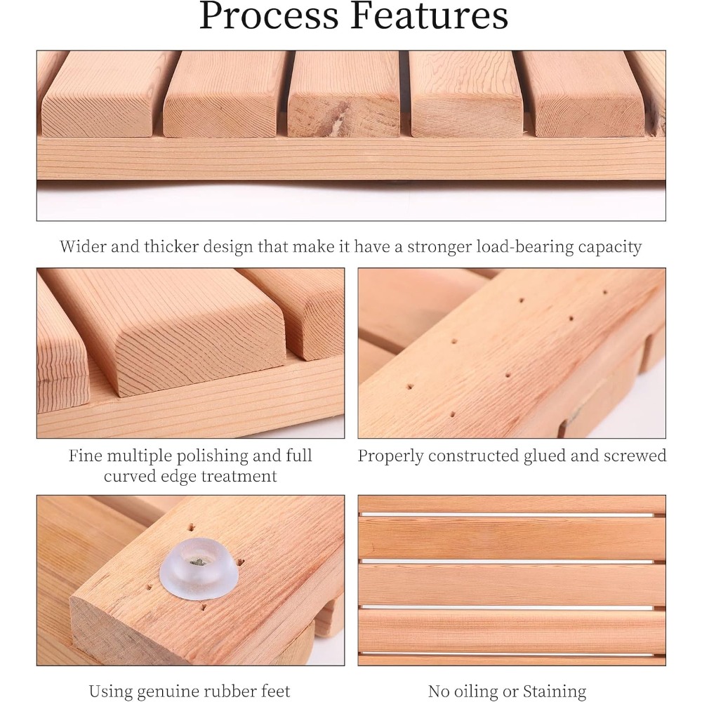 Natural Cedar Wood Shower Mat, - Non Slip Bath Mat ulasan dan harga